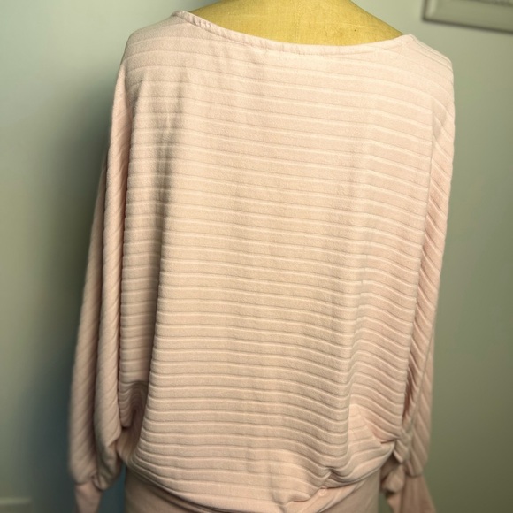 Anthropologie women’s velour striped pullover pale pink top size medium - Picture 5 of 7